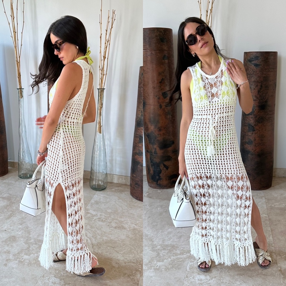 🦃BLACK FRIDAY SALE🦃 Mai Tai Mood Cream Crochet Maxi Dress - Picture 6 of 6